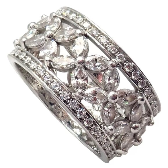 Authentic! Tiffany & Co Platinum 2.34ctw Diamond Victoria Wide Band Ring sz 5.5 - Picture 3 of 12